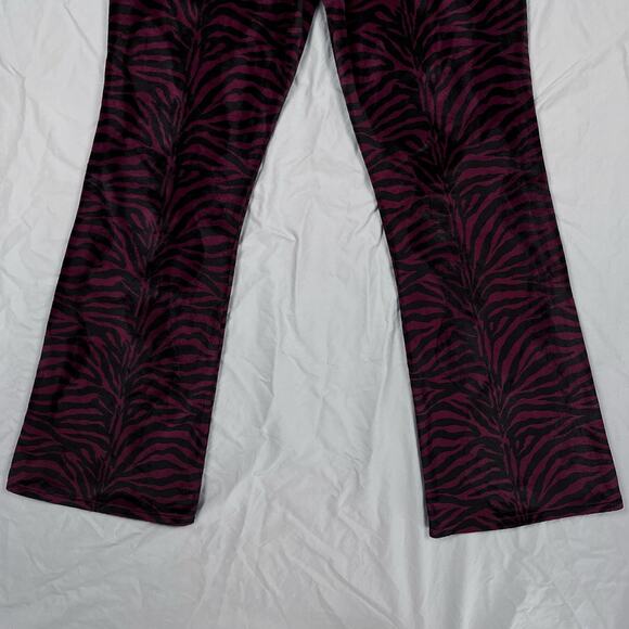 Vintage Serious LA Fuzzy Velvet Zebra Print Flare Pants Los Angeles Clothing Y2K - Picture 8 of 16